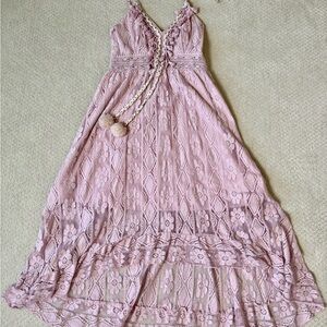 Lace Maxi Dress in Light Pink